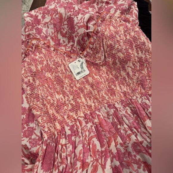Free People Sweet Nothings Midi Dress Pink Combo, size large - Picture 7 of 10